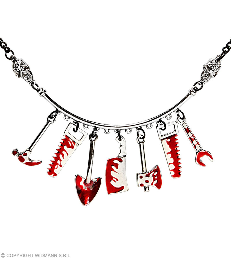 Halskette mit blutigem Werkzeug 12465 | Silber Rot