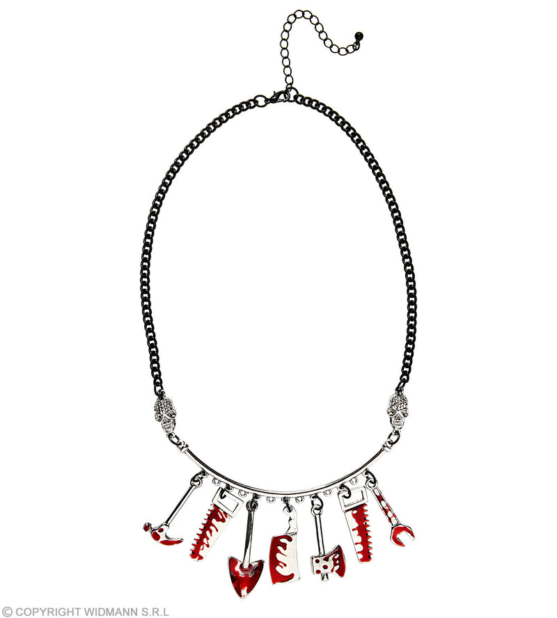 Halskette mit blutigem Werkzeug 12465 | Silber Rot