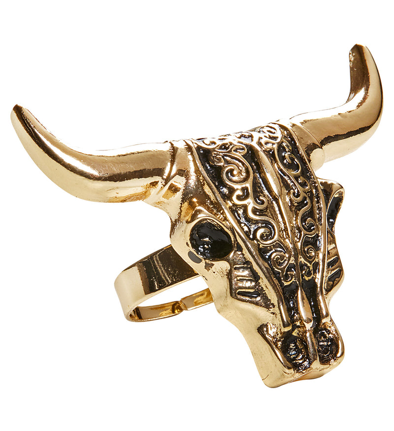 Ring "Büffelkopf" | Gold - Schmuck Cowboy Kostüm