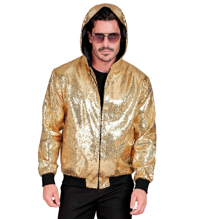 Pailletten Bomberjacke "Glitter" mit Kapuze | Gold