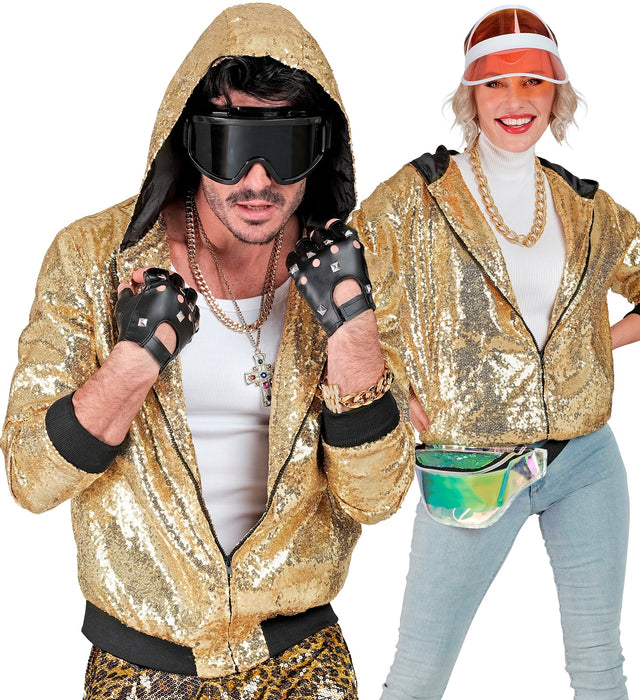 Pailletten Bomberjacke "Glitter" mit Kapuze | Gold