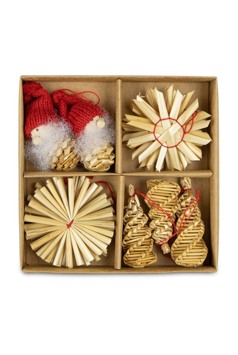 Strohartikel Hänger 12er Set | 6x6 cm | Natur | Weihnachtsbaum  |  12803