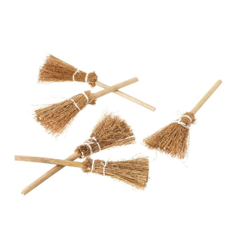 Halloween Deko Mini Hexenbesen - 10 Stück | 11 cm