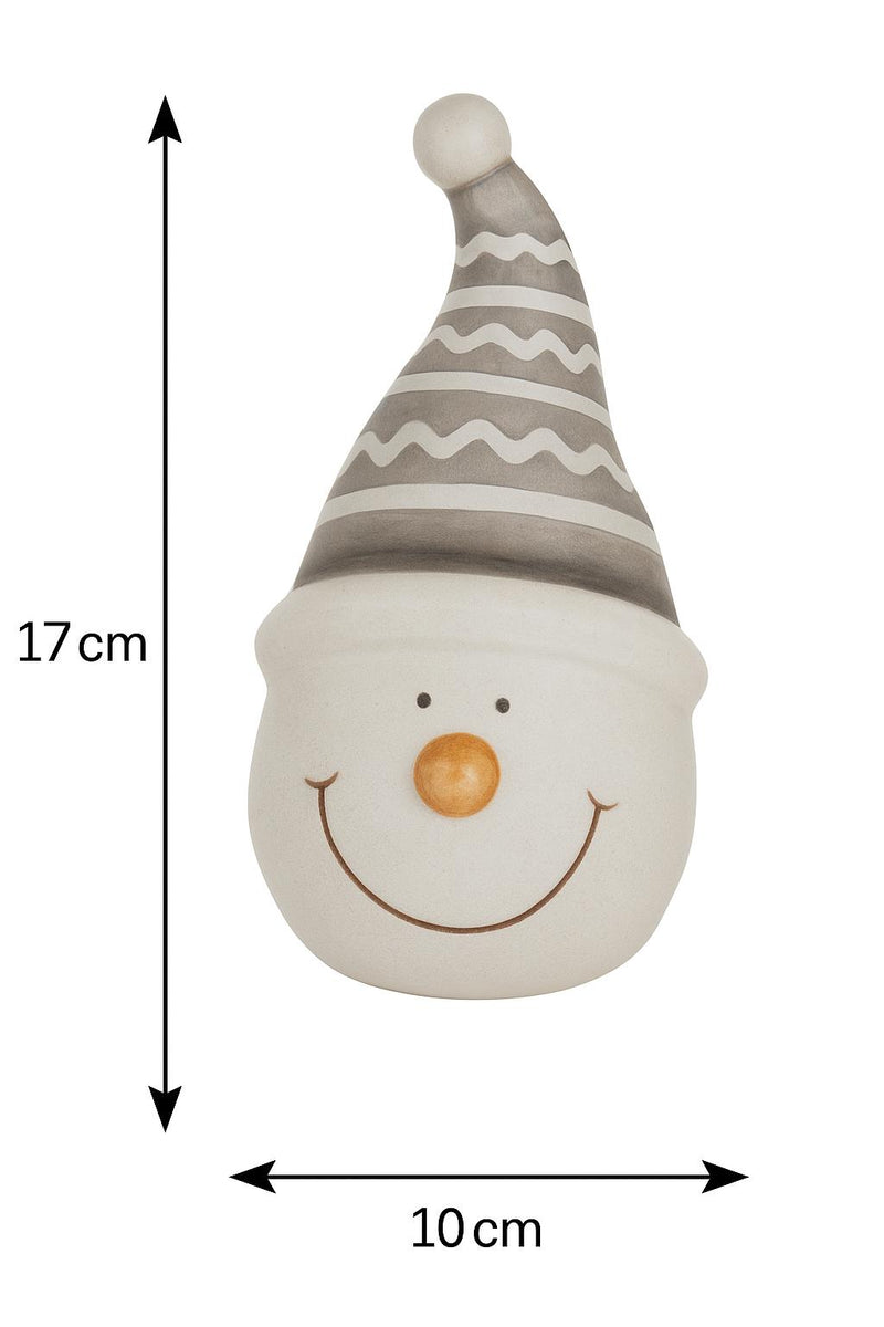 Schneemann-Gesicht mit Mütze | Weiß Grau | 10 x 17 cm | 13106