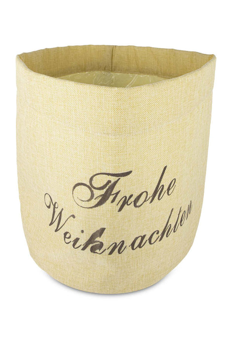 Pflanztasche "Frohe Weihnachten" Beige | 30×35 cm | Übertopf aus Stoff | 13194