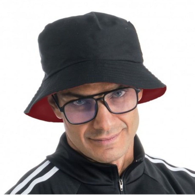 Rapper Set 2-teilig | Wendehut Schwarz/Rot mit Brille