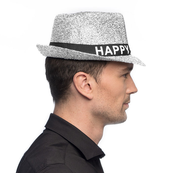 Hut Sparkling "Happy New Year" | Silber - Silvester