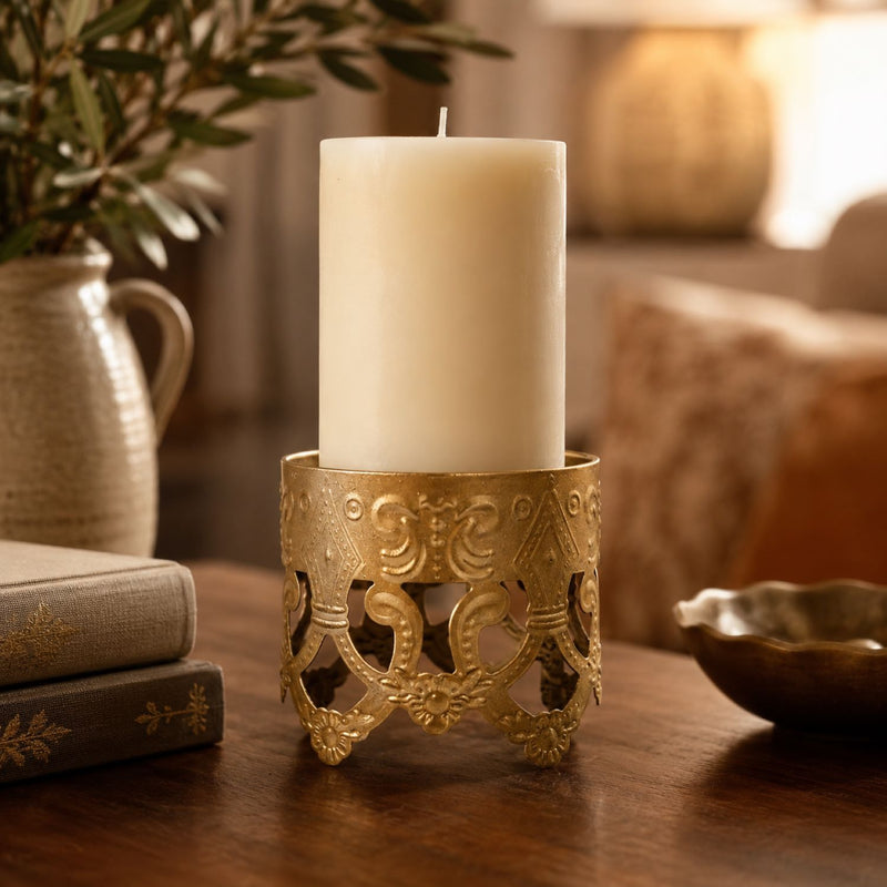 Weihnachtsdekoration Adventskranz Kerzenhalter Verzierung 7,5 x 15 cm | Gold