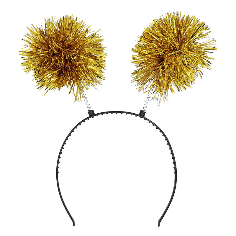 Glitzer Haarreif mit Pompons | Gold