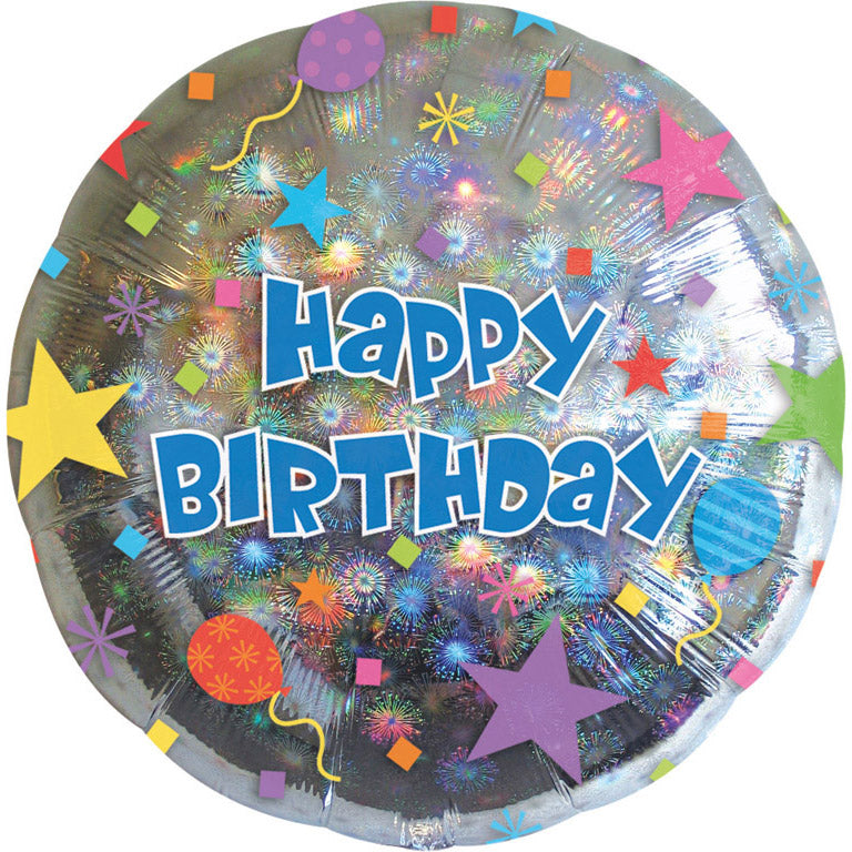 ABC18 Folienballon "Happy Birthday" Confetti Holo S60 | Ø 45 cm