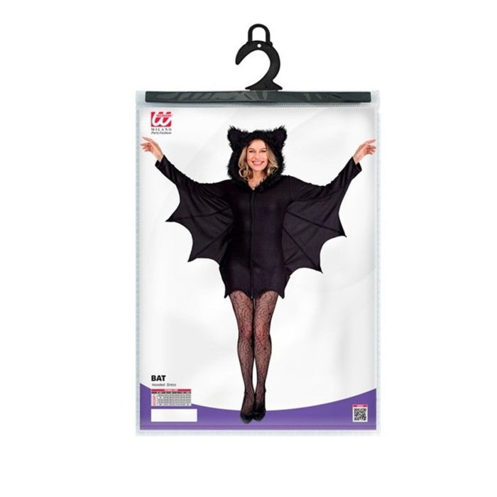 Kostüm "Fledermaus" für Damen | Kleid mit Kapuze Schwarz