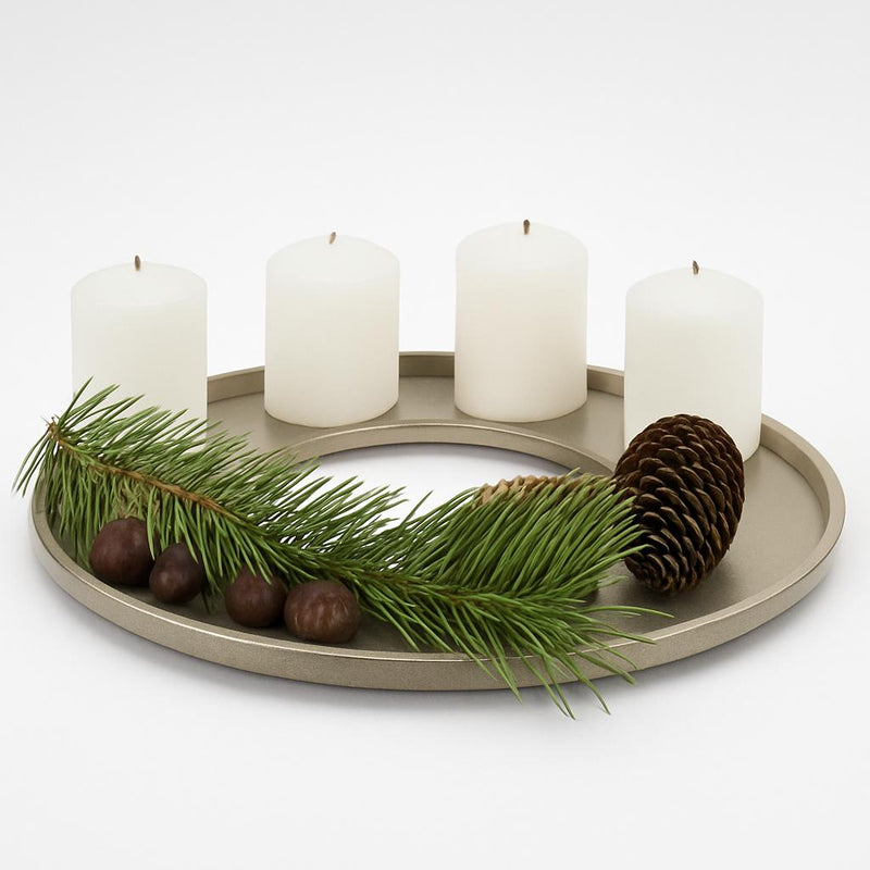 Riffelmacher Deko Tablett Ring Holz gold  44*44*2,6 cm - 13780