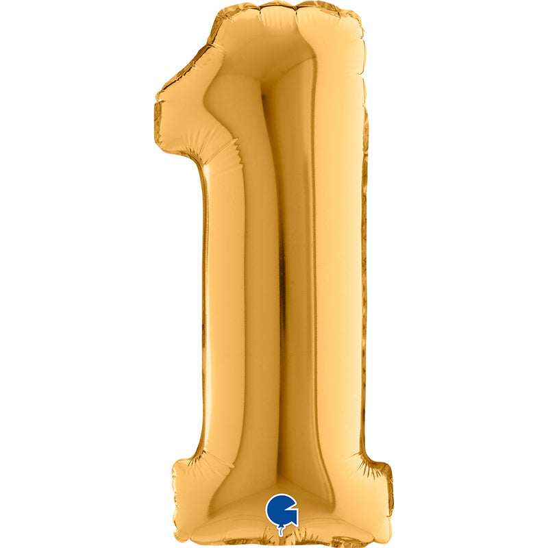 ABC Mini Zahlen Folienballon 14"/36cm | Gold #1