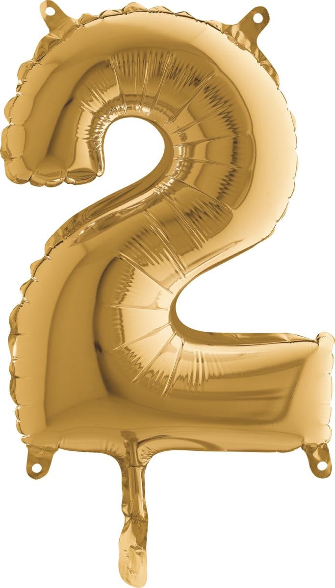 14"/Ø36cm Mini Zahlen Folienballon | Gold #2