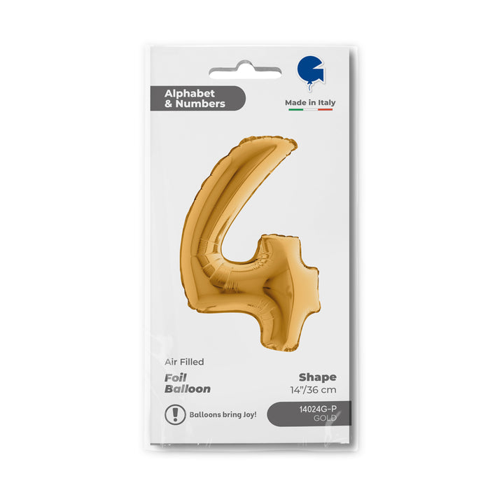 ABC Mini Zahlen Folienballon 14"/36cm | Gold #4