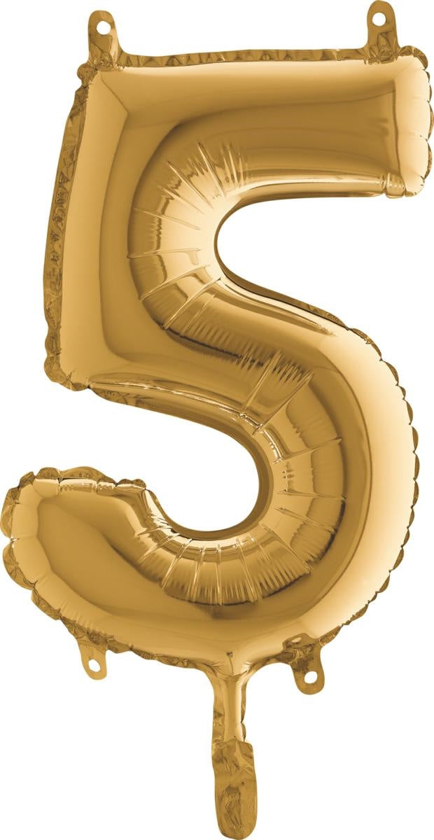 ABC Mini Zahlen Folienballon 14"/36cm | Gold #5