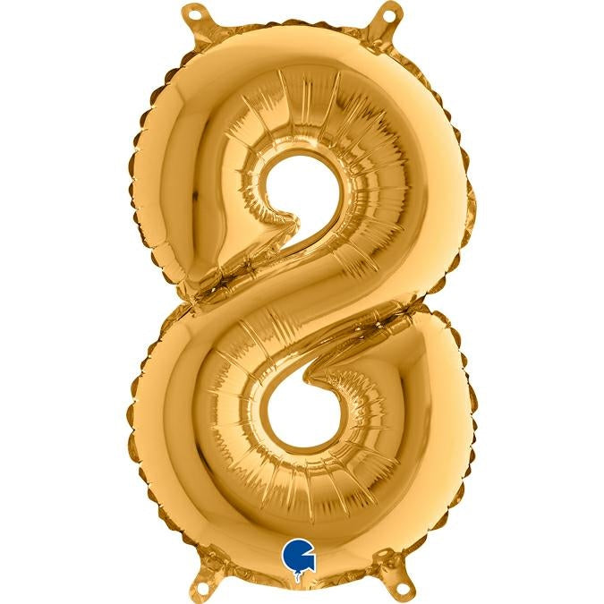ABC Mini Zahlen Folienballon 14"/36cm | Gold #8