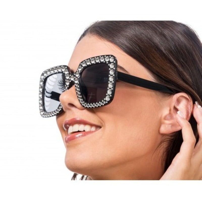 Brille mit Strass | Schwarze Partybrille