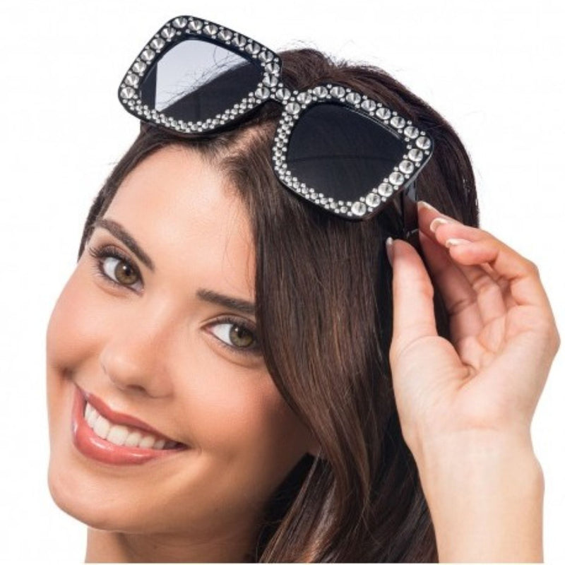 Brille mit Strass | Schwarze Partybrille