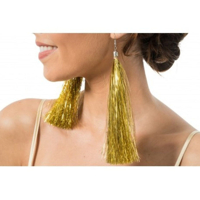 Lametta Ohrringe 17 cm | Gold