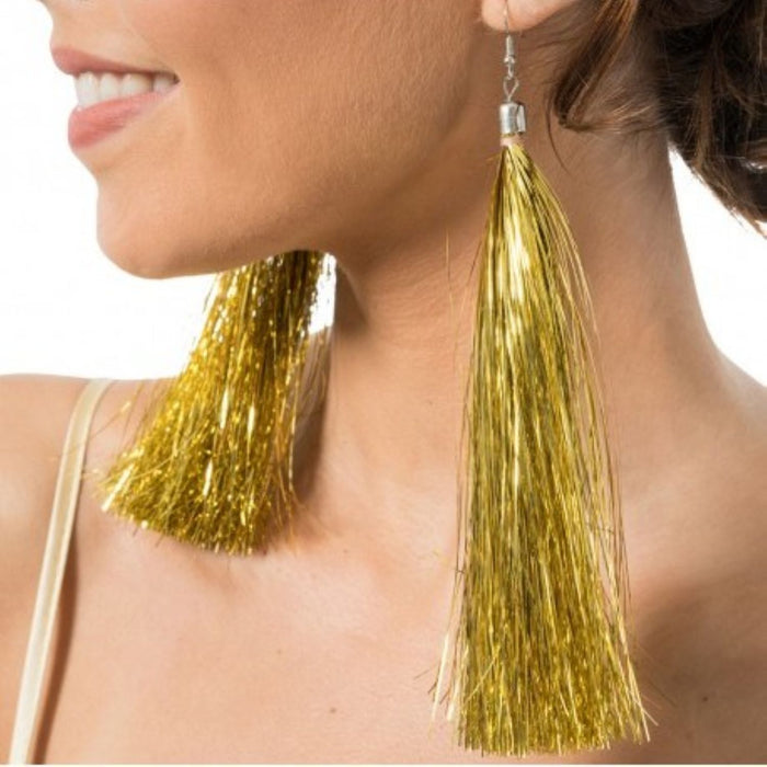 Lametta Ohrringe 17 cm | Gold