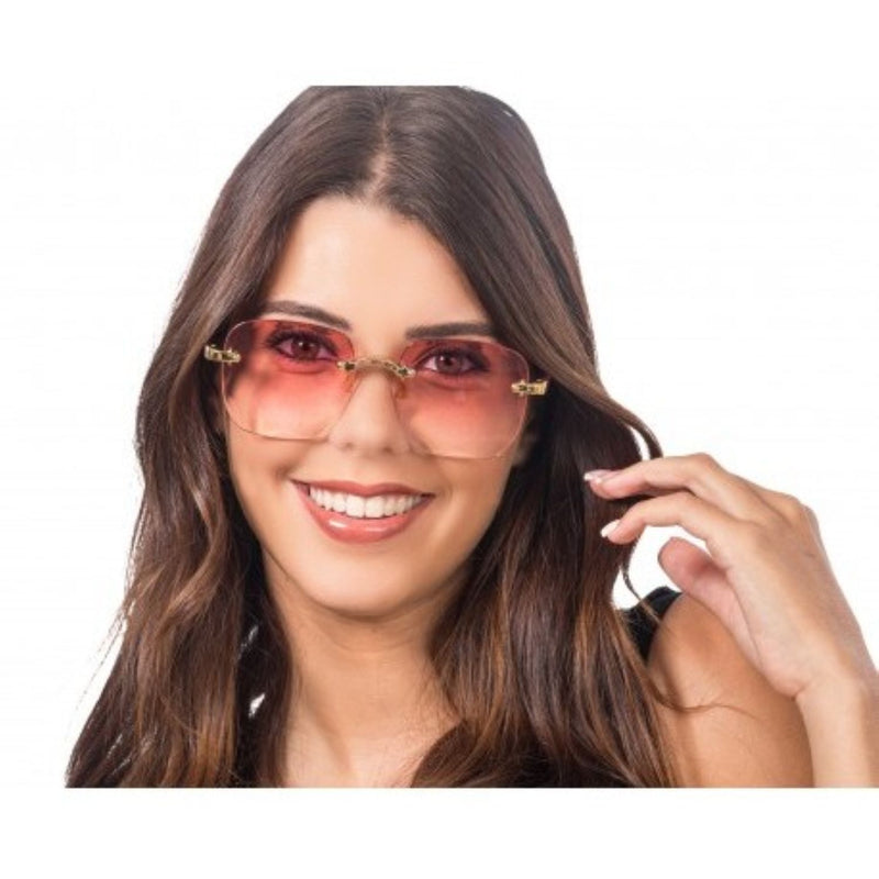 Brille ohne Rahmen | Rosa Partybrille mit Verlaufsgläsern