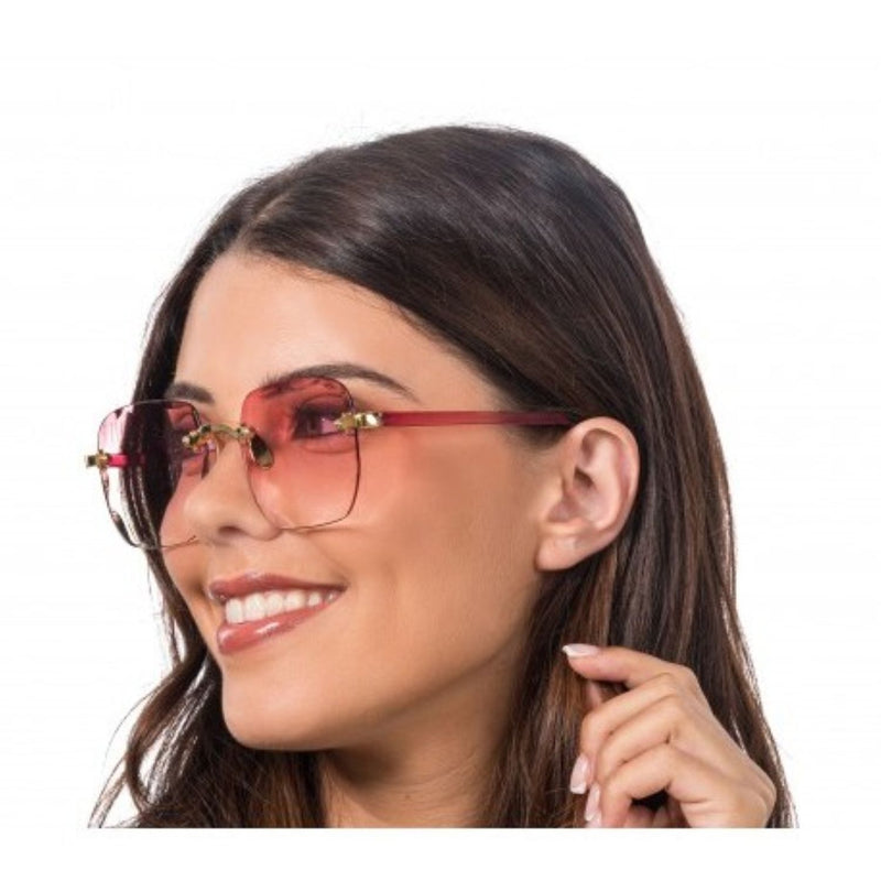 Brille ohne Rahmen | Rosa Partybrille mit Verlaufsgläsern