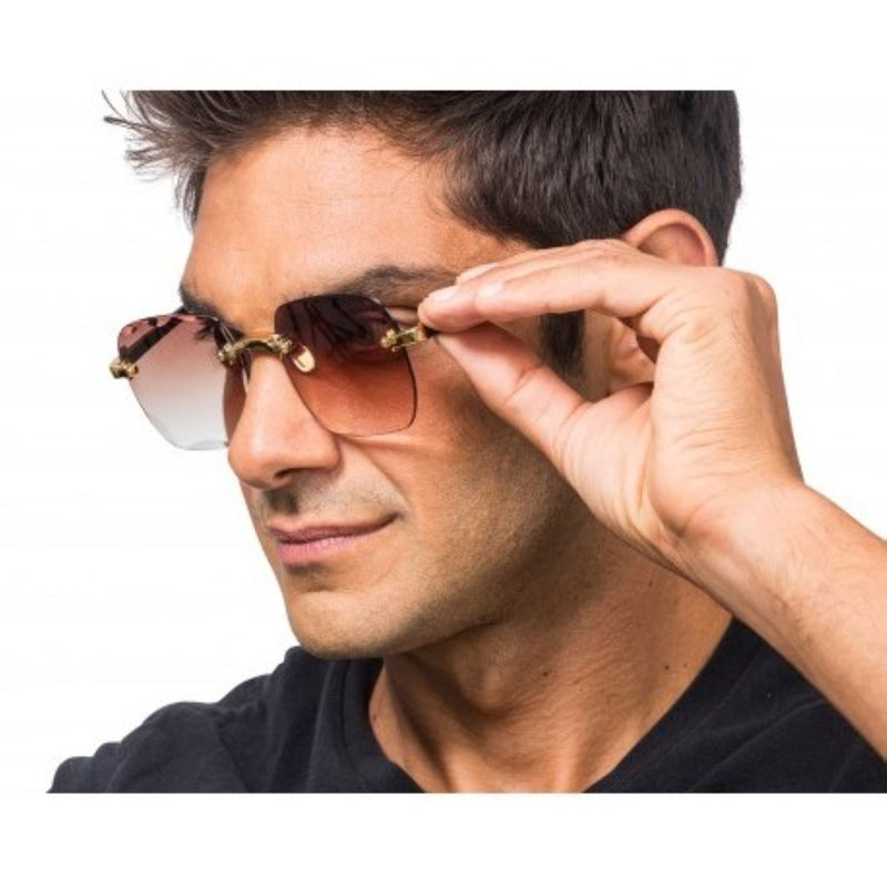 Brille ohne Rahmen | Braune Partybrille mit Verlaufsgläsern