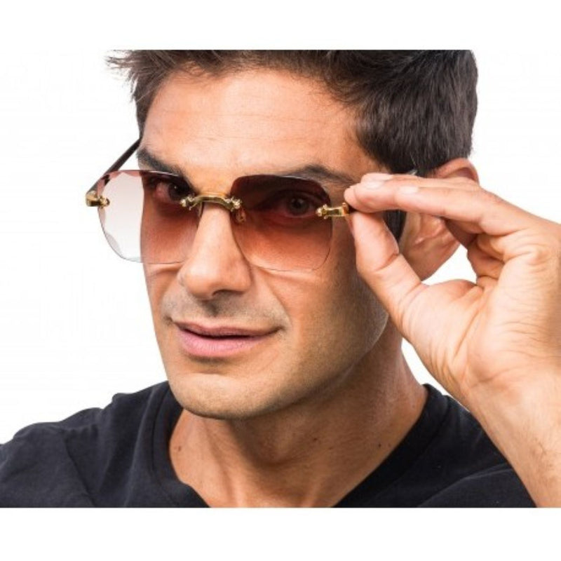 Brille ohne Rahmen | Braune Partybrille mit Verlaufsgläsern