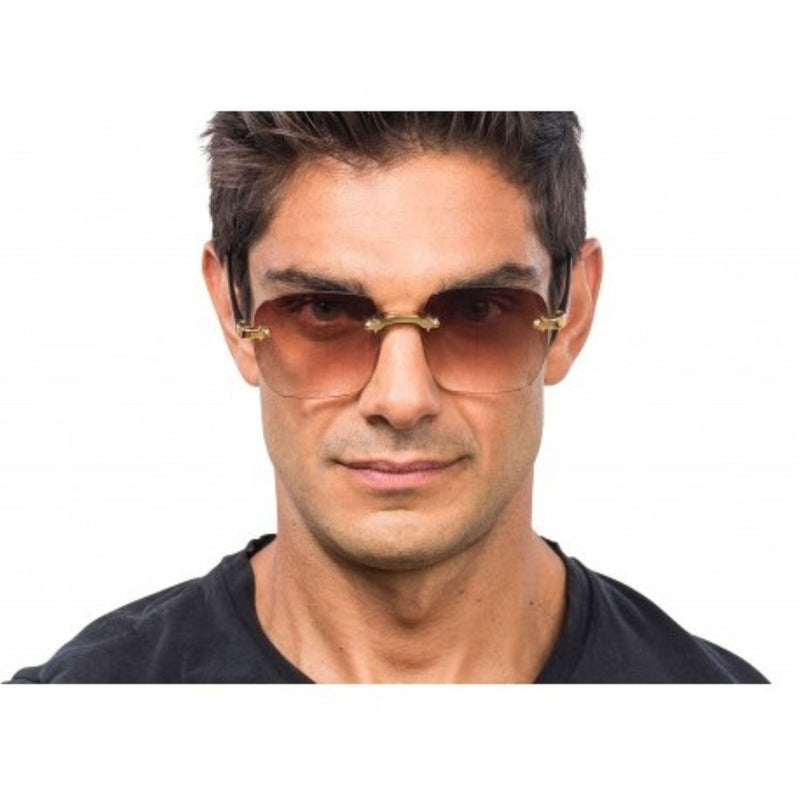 Brille ohne Rahmen | Braune Partybrille mit Verlaufsgläsern