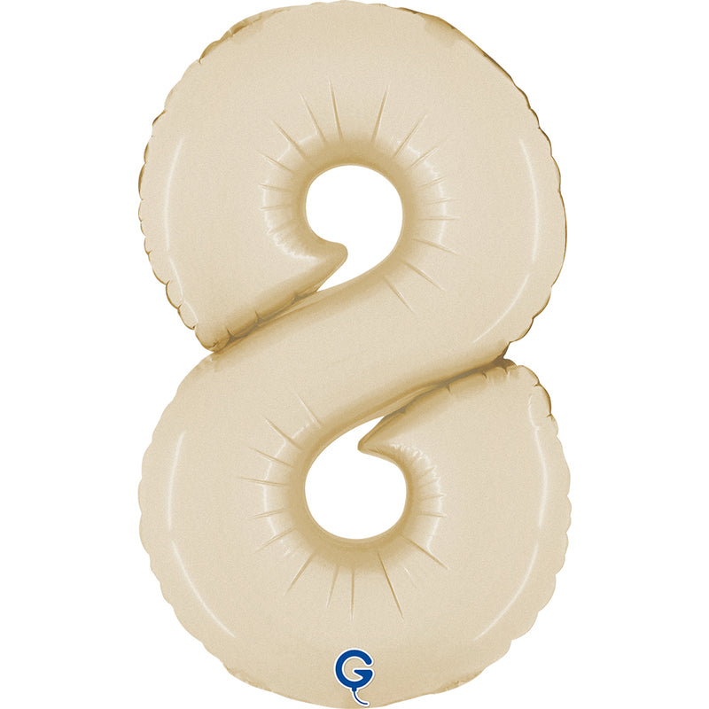 Mini Zahlen Folienballon 14"/36cm | Satin Cream