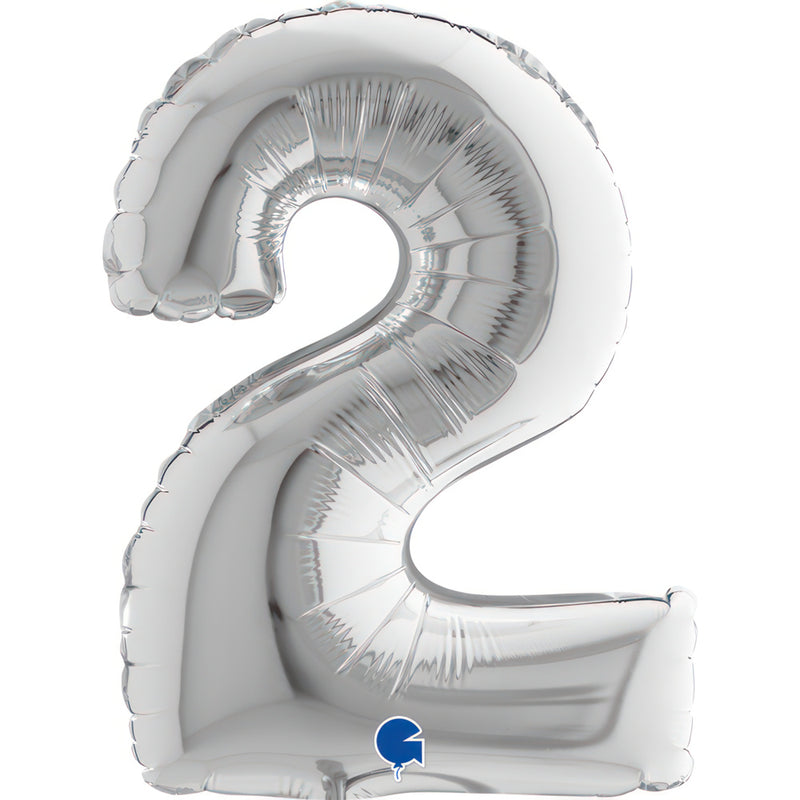 ABC Mini Zahlen Folienballon 14"/36cm | Silber #2