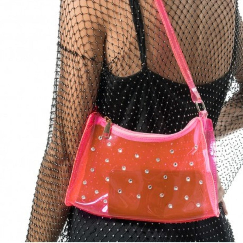 Festival Handtasche mit Strass | Pink Transparent