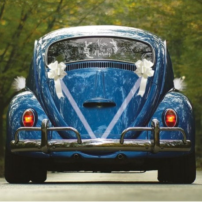 Hochzeit Autodekoration Set 6-tlg. | Weiß