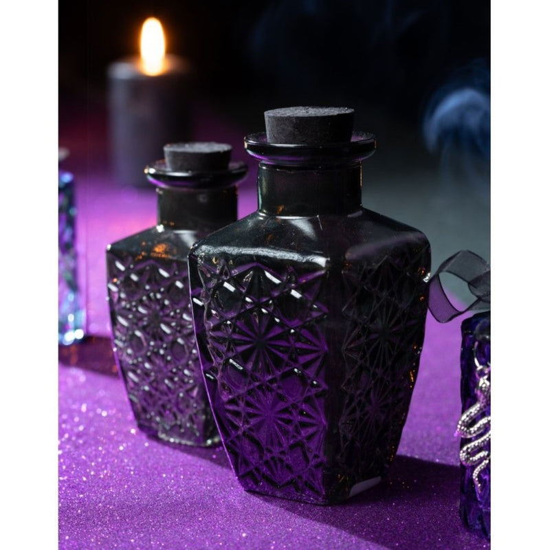 Strukturierte Glasflasche | Schwarz 6,5x6,5x13,5 cm