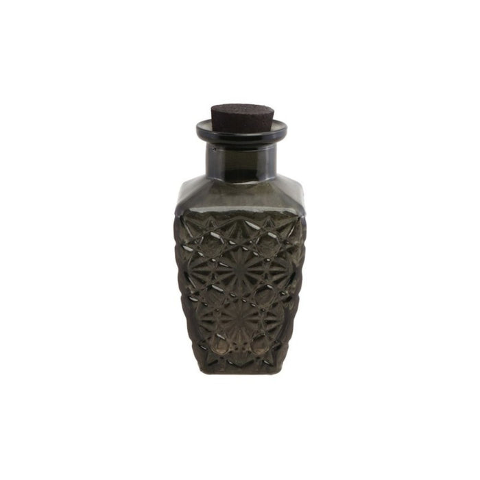 Strukturierte Glasflasche | Schwarz 6,5x6,5x13,5 cm