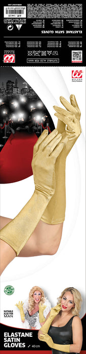Satin Handschuhe 40 cm | Gold