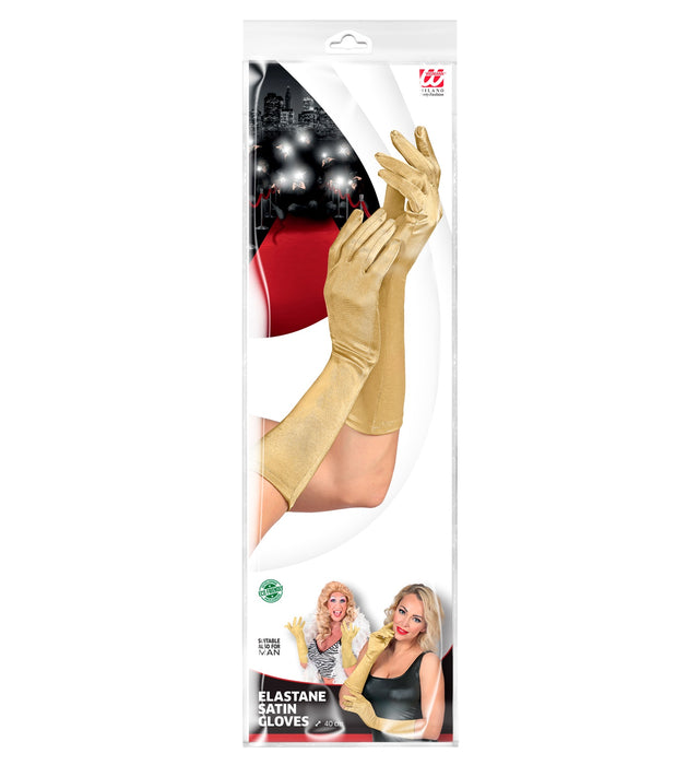 Satin Handschuhe 40 cm | Gold