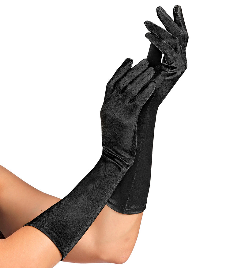 Satin Handschuhe "Amsterdam" 40 cm 14421 | Schwarz