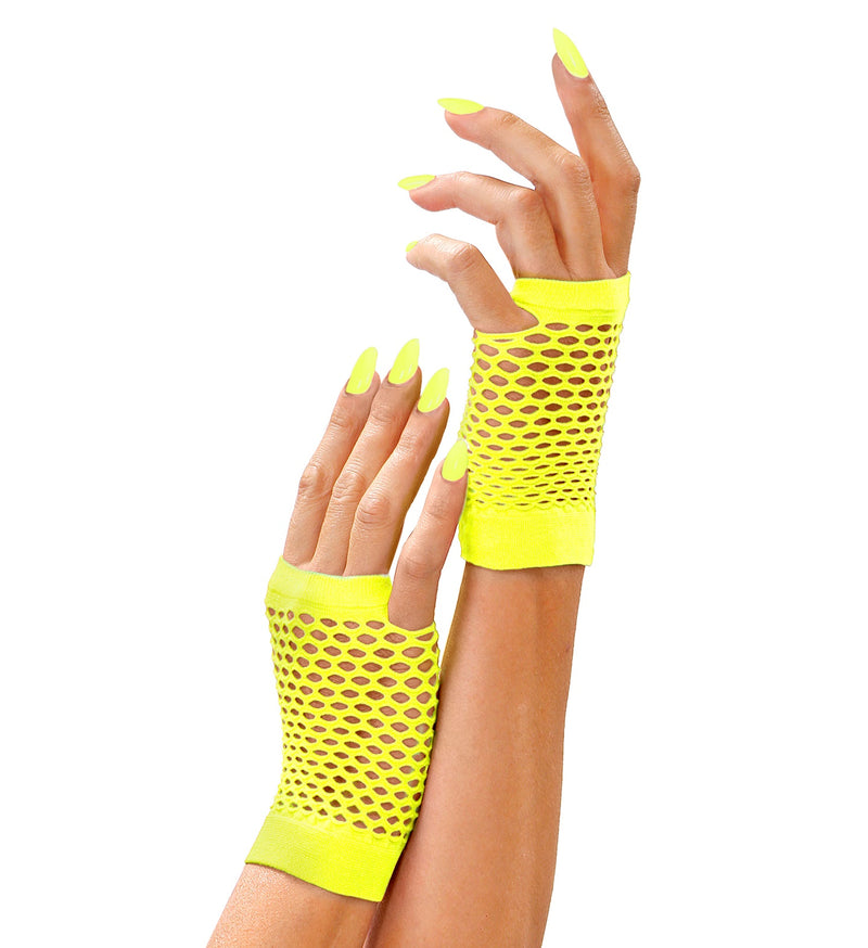 Fingerlose Netz Handschuhe - Kurz | Neon Gelb
