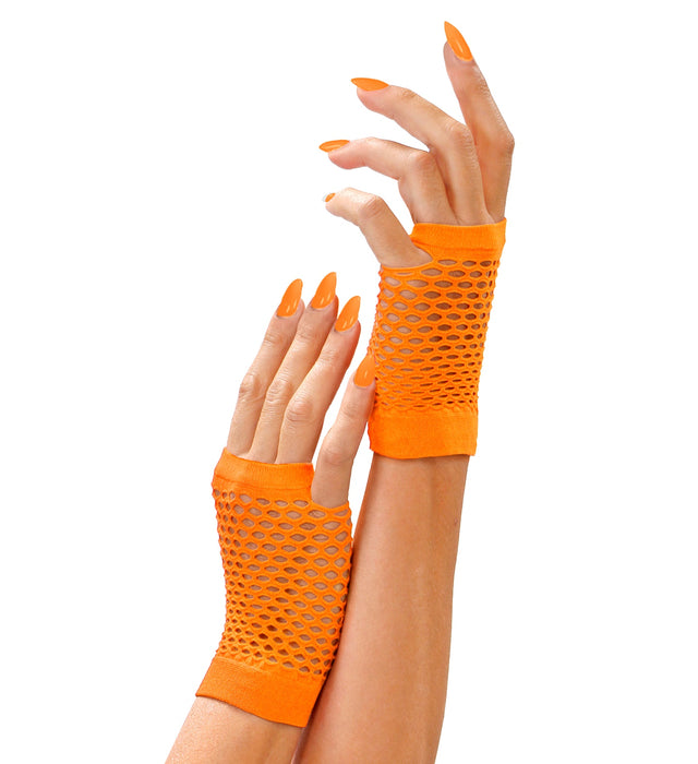 Fingerlose Netz Handschuhe - Kurz | Neon Orange
