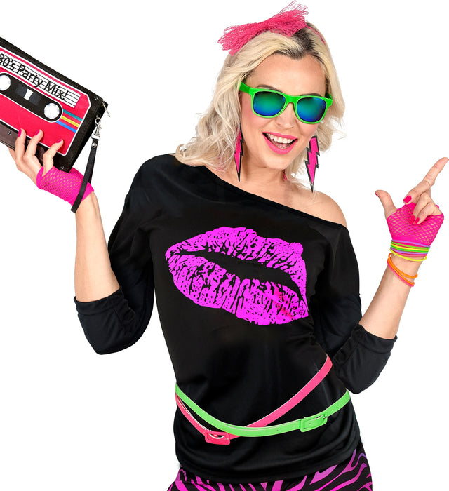 Fingerlose Netz Handschuhe Kurz | Neon Pink
