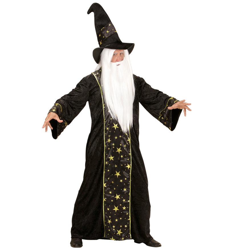 Herren Kostüm "Fantasy Zauberer" | Schwarz Gold - Robe und Hut