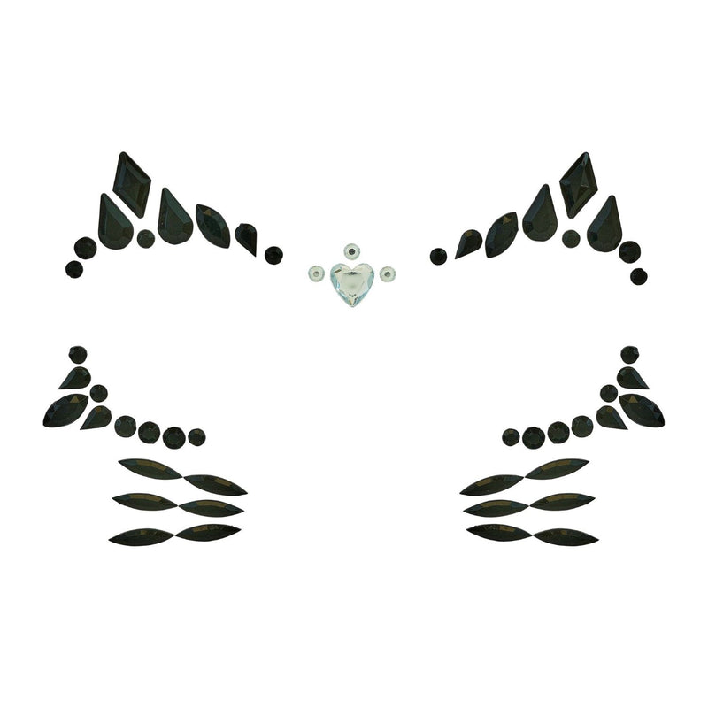Face Jewels "Katze" | Mehrfarbig - Selbstklebende Glitzersteine
