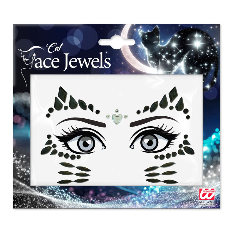 Face Jewels "Katze" | Mehrfarbig - Selbstklebende Glitzersteine