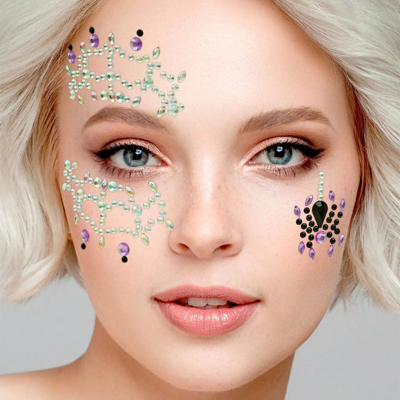 Face Jewels "Spinne" | Mehrfarbig - Selbstklebende Glitzersteine