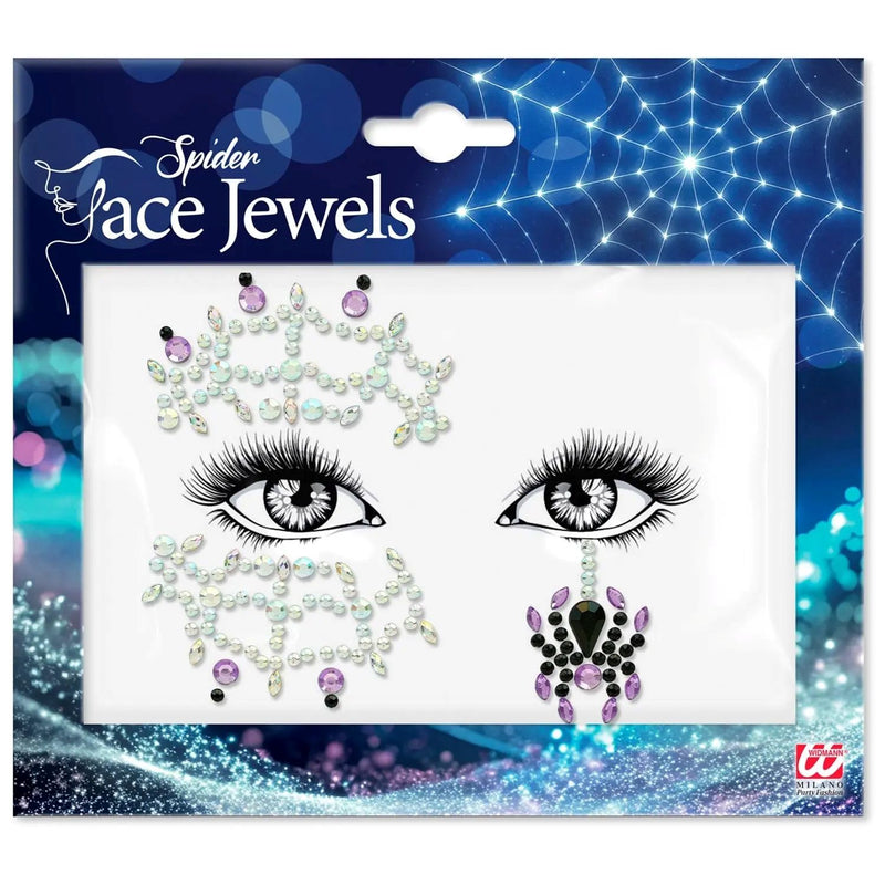 Face Jewels "Spinne" | Mehrfarbig - Selbstklebende Glitzersteine