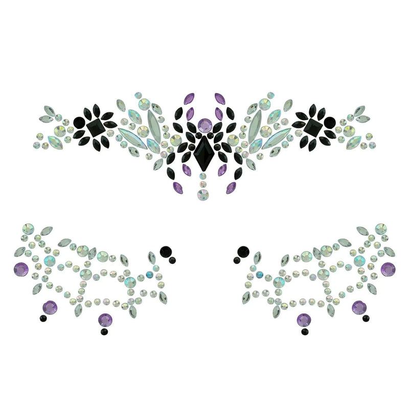 Face Jewels "Schwarze Witwe" | Mehrfarbig - Selbstklebende Glitzersteine
