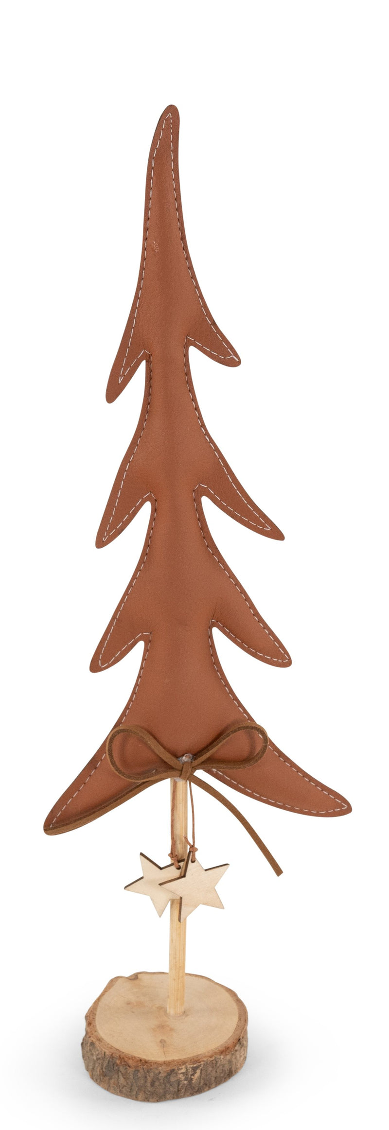 Deko Weihnachtsbaum Leder & Holz | 38x12 cm | Dunkelbraun | 15686