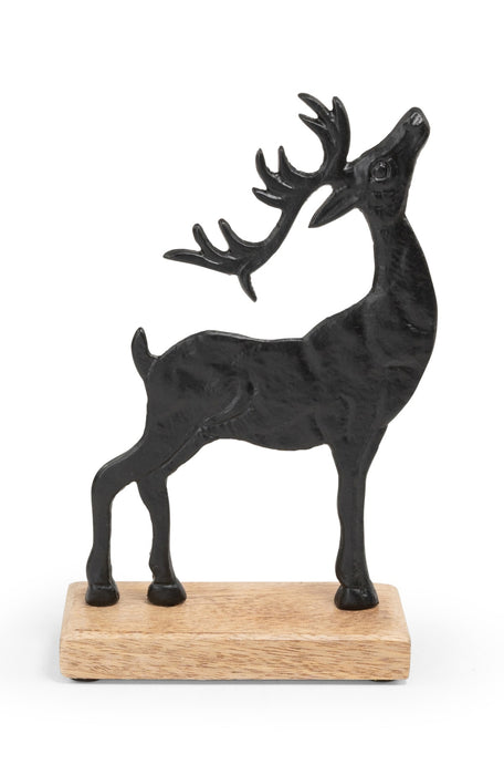 Riffelmacher Deko Hirsch stehend | 14x5x21 cm | Aluminium schwarz matt | moderne Winterdeko Figur edel minimalistisch Skandi-Stil | 15803